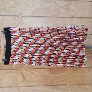 Toucan Tropical Multi Color Print Beulah Pleated Midi Skirt Siz…